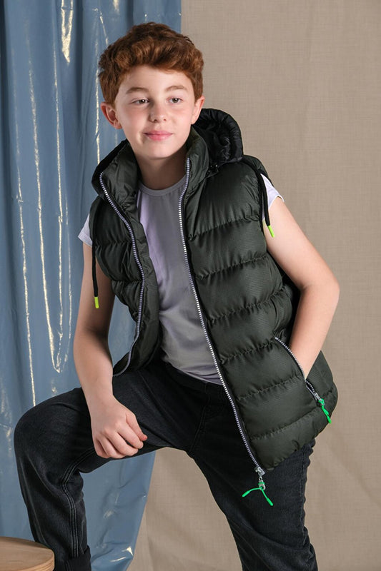 Removable Hooded Boy Puffer Vest