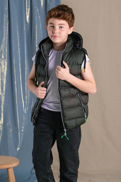 Removable Hooded Boy Puffer Vest