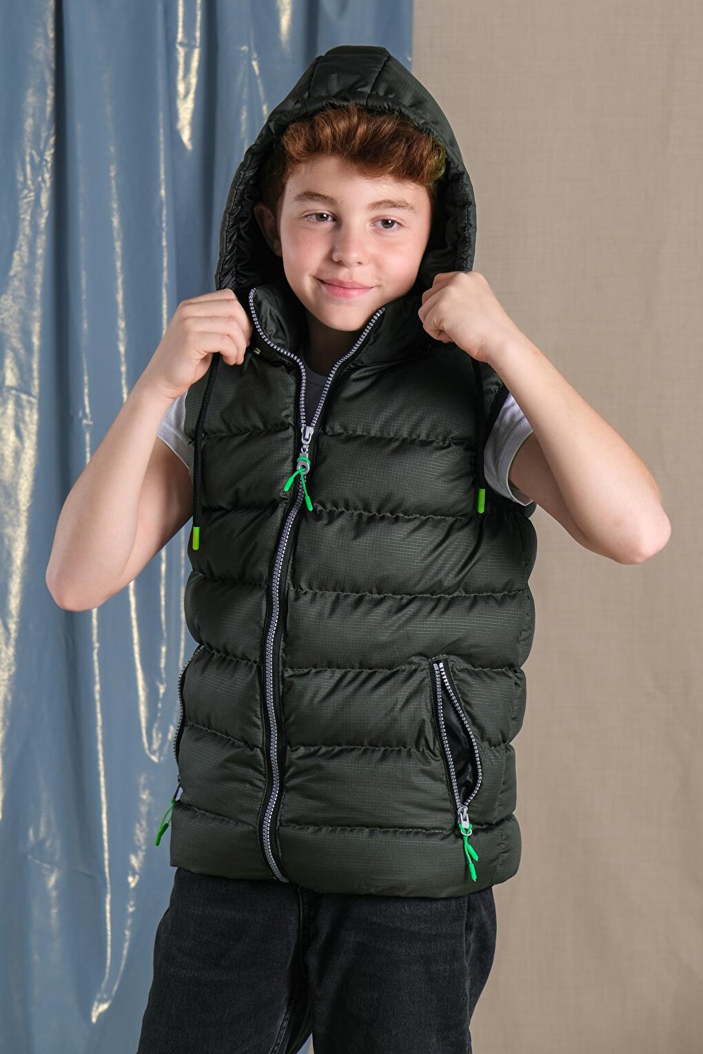 Removable Hooded Boy Puffer Vest