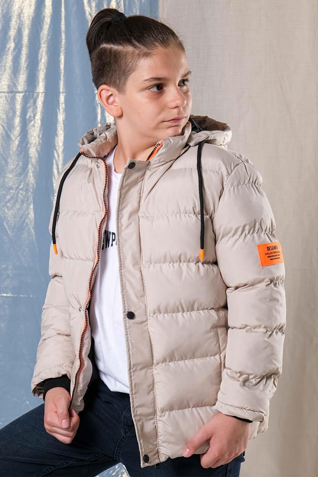 Hooded Boy's Puffer Coat with Fleece Inside