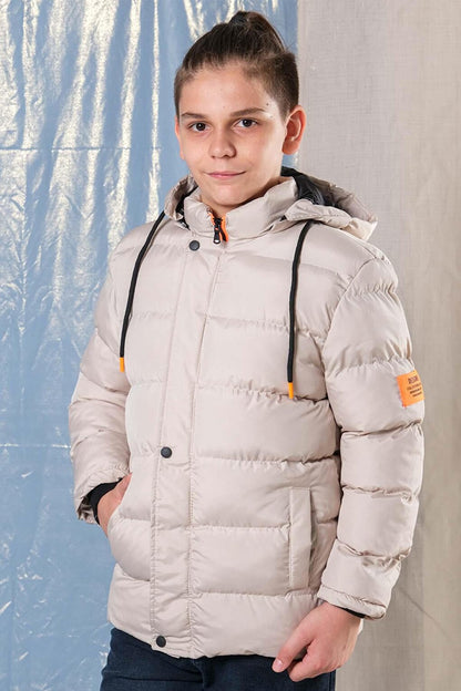 Hooded Boy's Puffer Coat with Fleece Inside