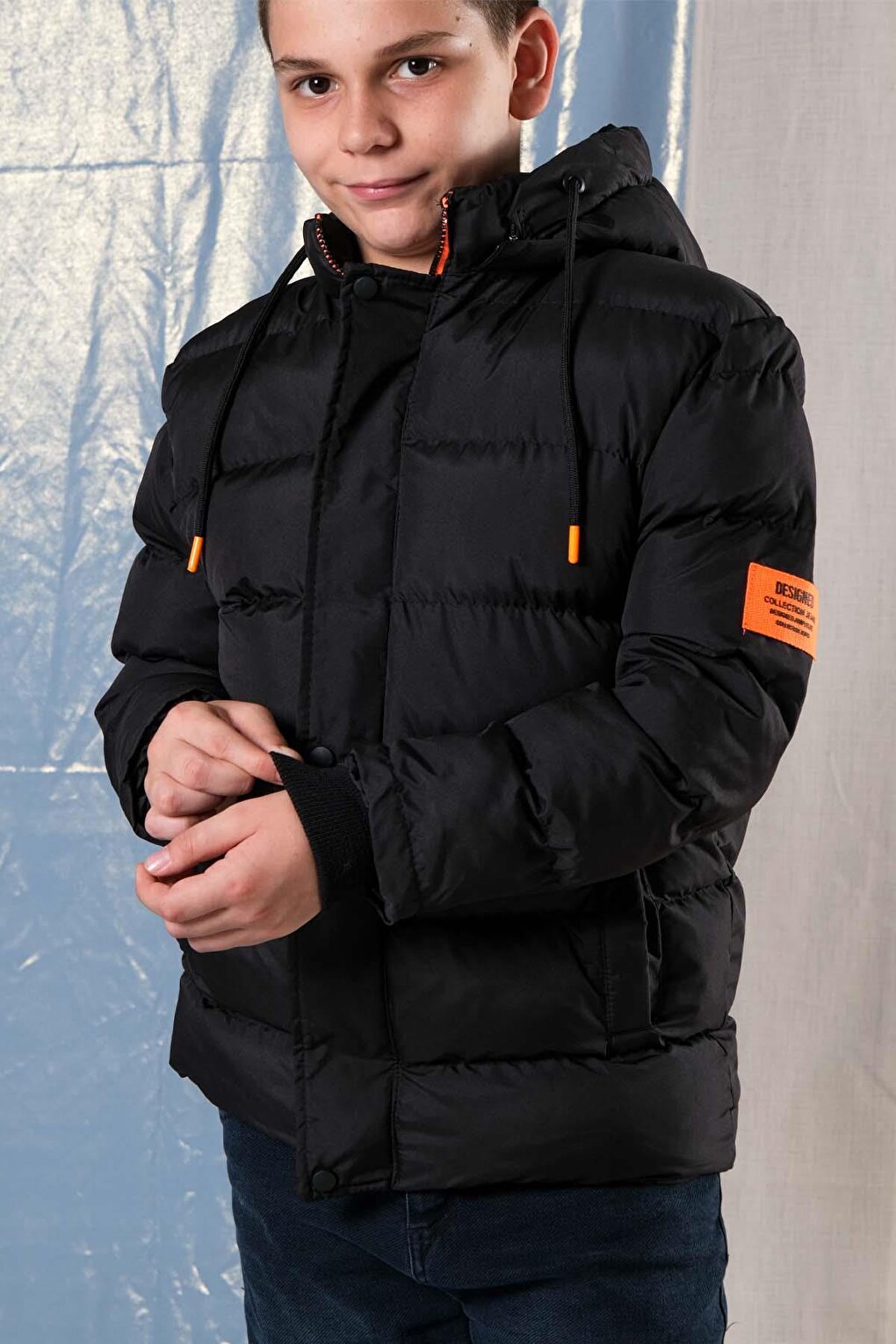 Hooded Boy's Puffer Coat with Fleece Inside