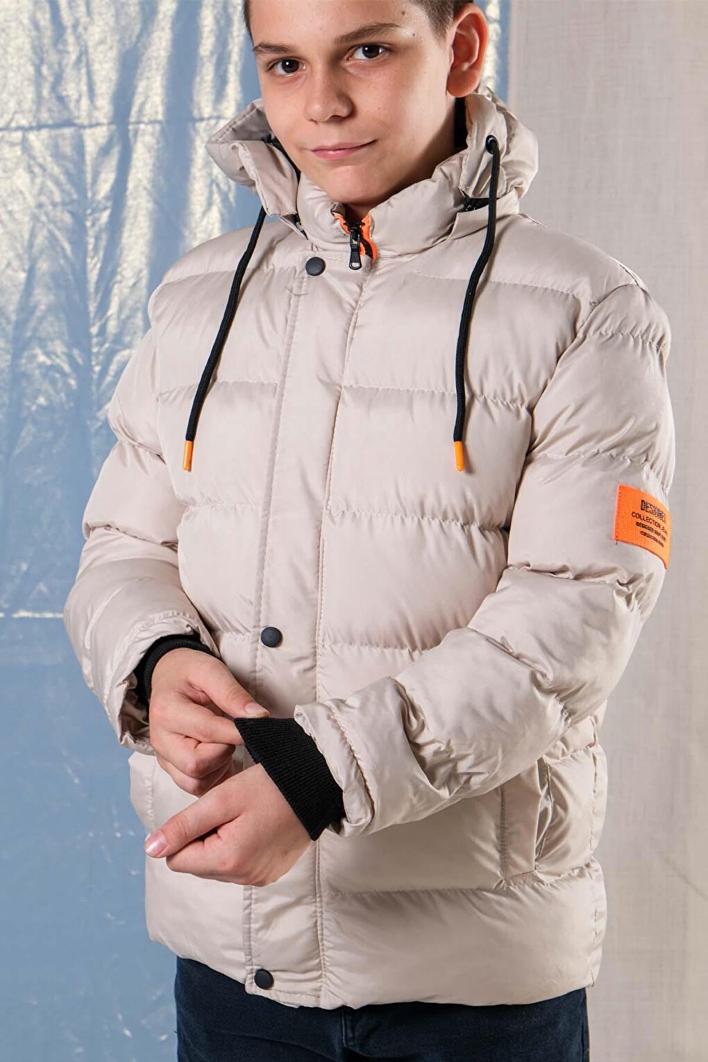 Hooded Boy's Puffer Coat with Fleece Inside