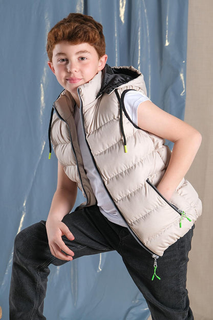 Removable Hooded Boy Puffer Vest