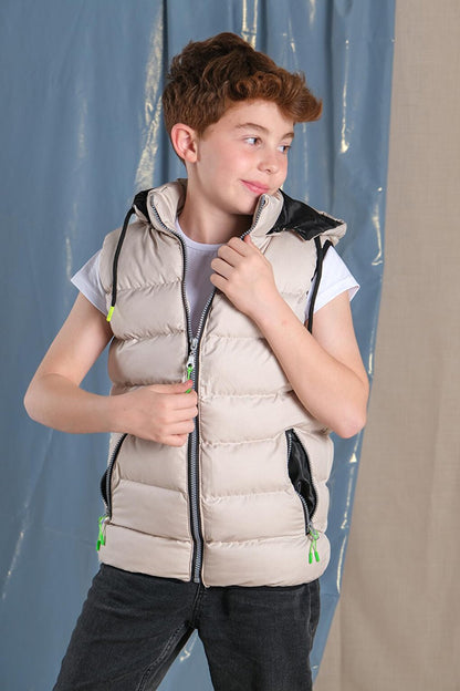 Removable Hooded Boy Puffer Vest