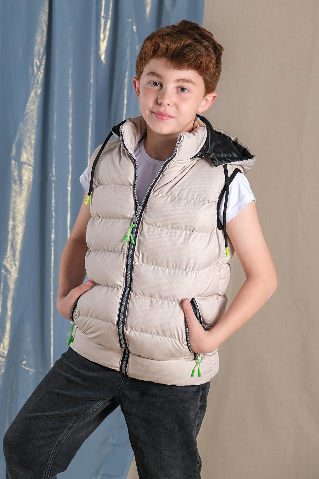 Removable Hooded Boy Puffer Vest