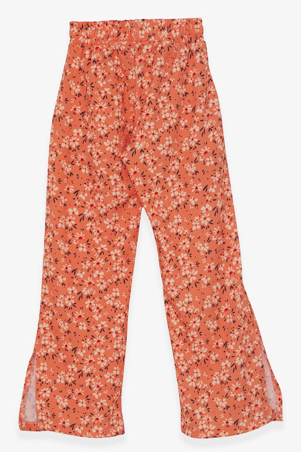 Girl's Trousers Orange with Floral Pattern and Slit on the Leg (Age 8-14)