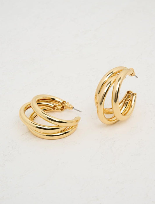 Stylish Earrings with Gold Multiple Hoop Figures