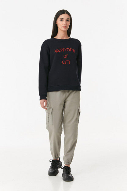 New York Embroidered Crew Neck Sweatshirt