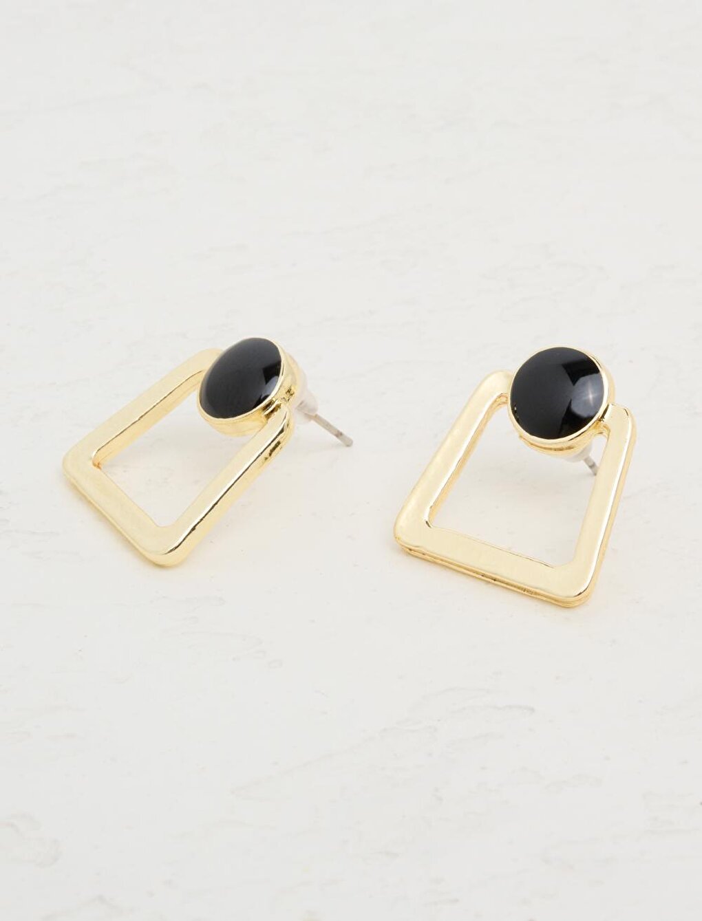 Black Rectangular Figured Earrings