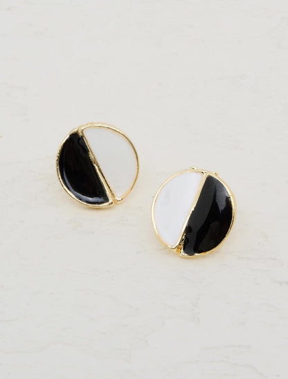 Black Round Figured Earrings