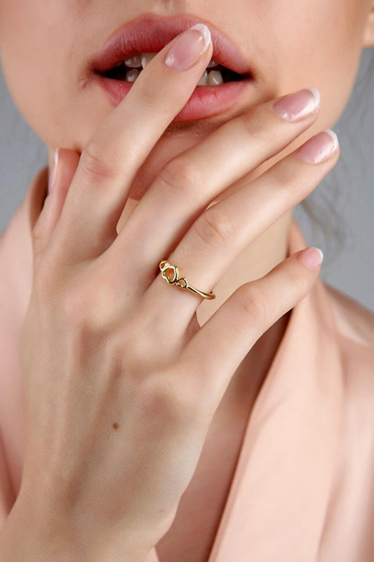 Women's Gold Plated 3 Piece Heart Ring