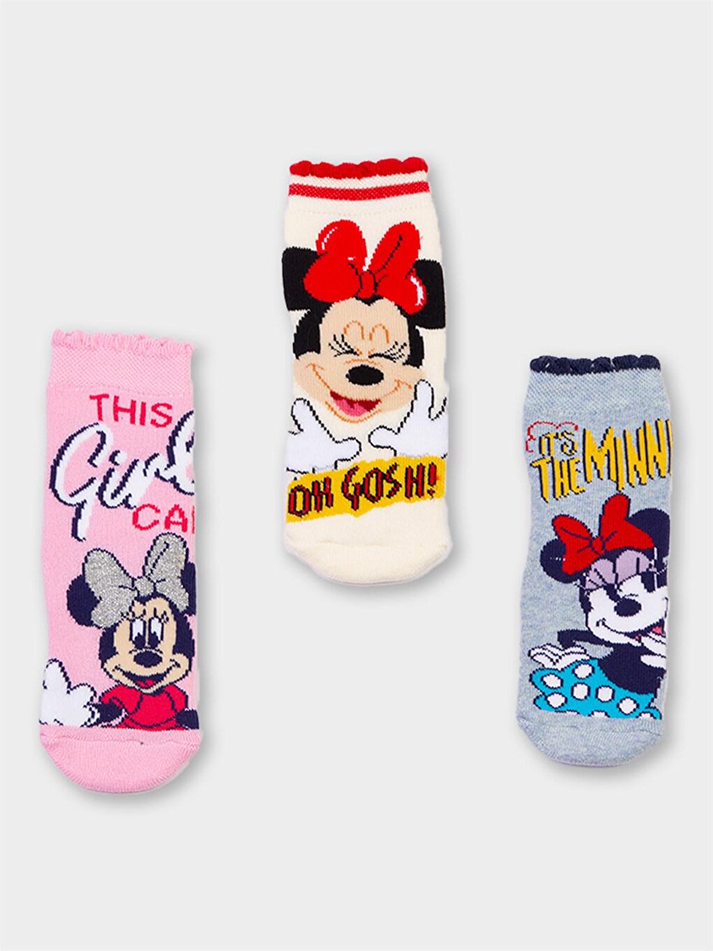 Minnie Mouse Licensed Girl's 3 Pairs Towel Socks 20506