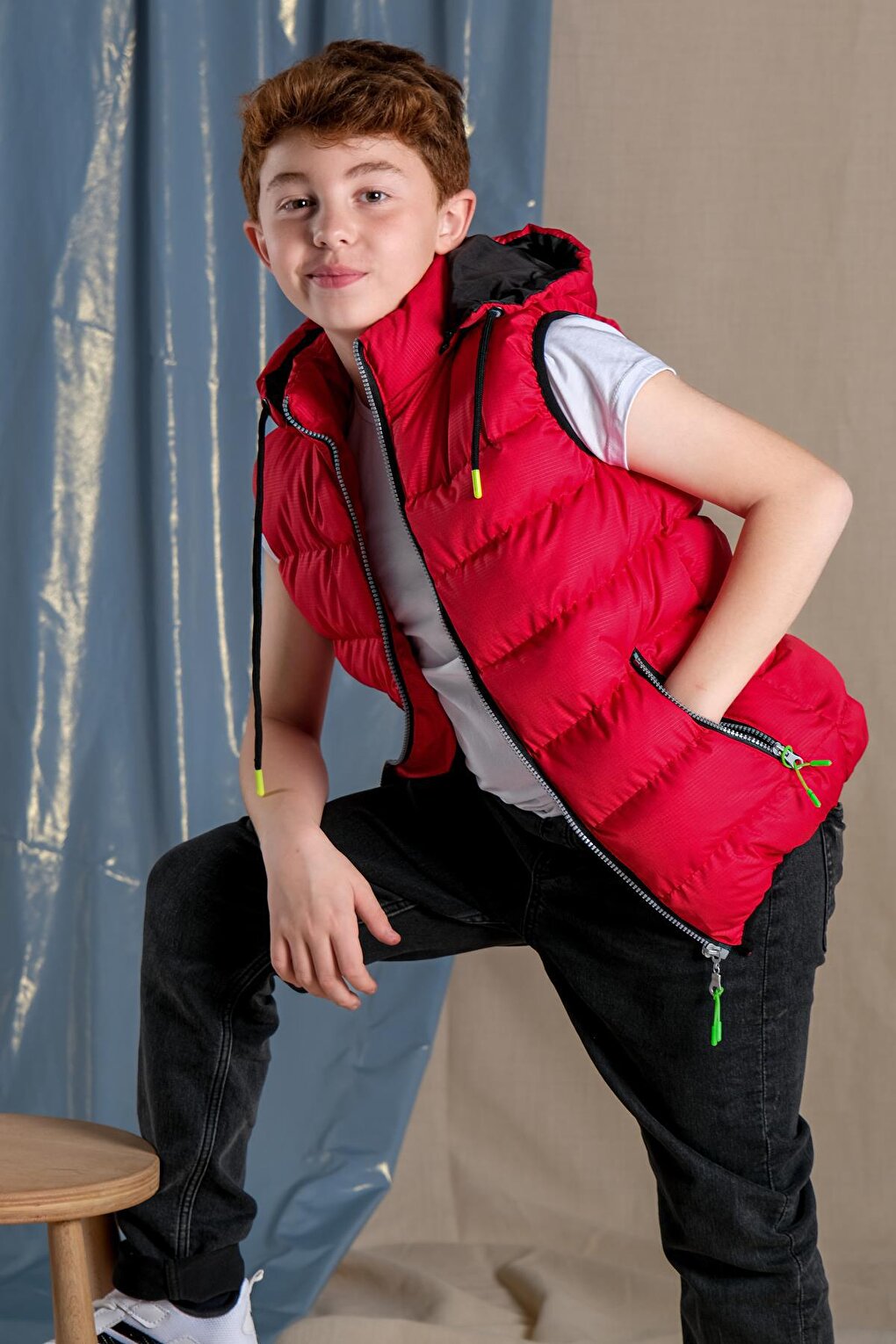 Removable Hooded Boy Puffer Vest