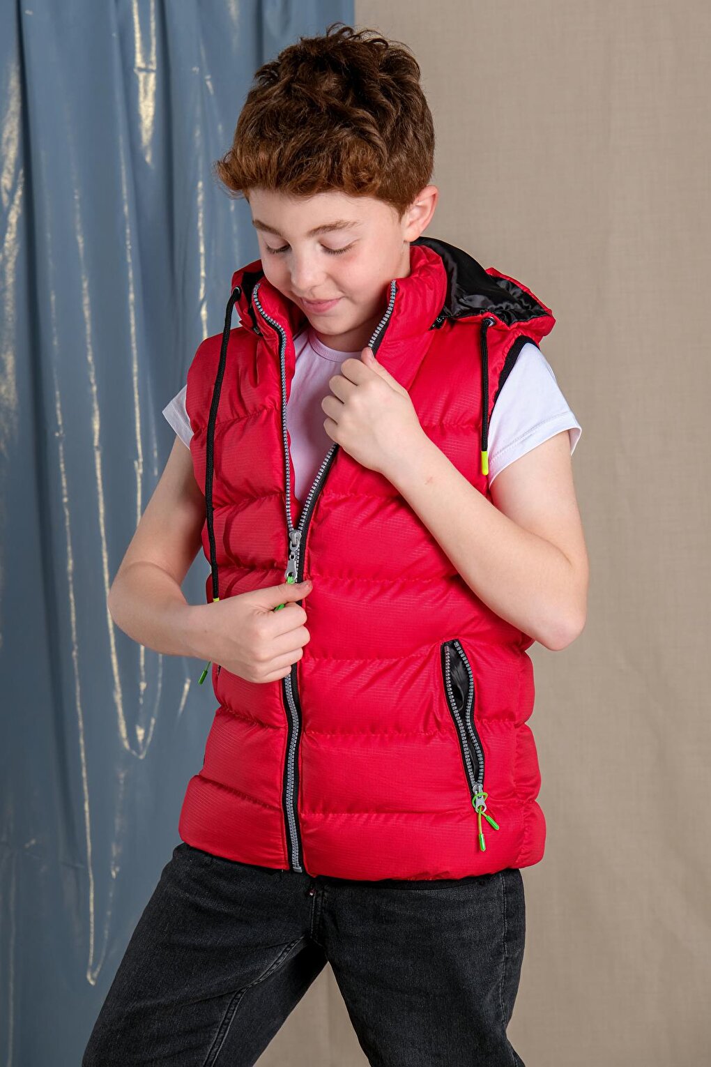 Removable Hooded Boy Puffer Vest