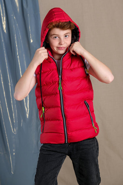 Removable Hooded Boy Puffer Vest