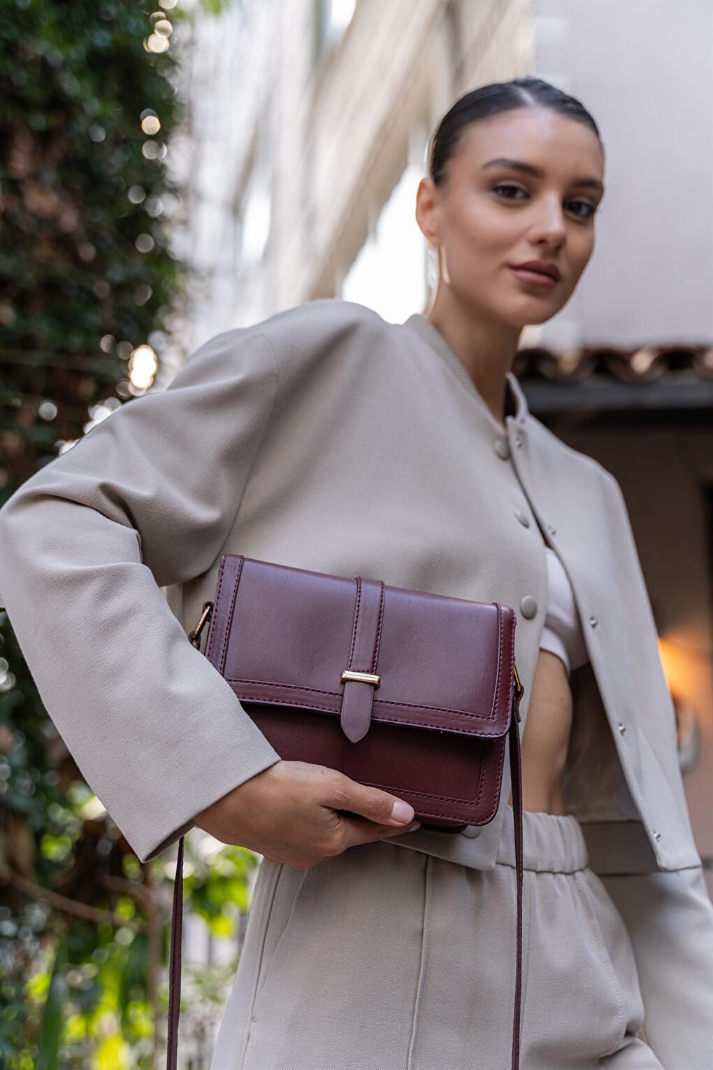 Women's Crossbody Bag - Claret Red