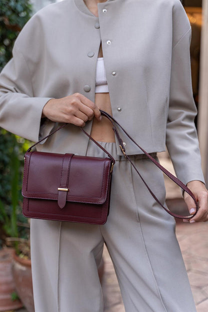 Women's Crossbody Bag - Claret Red