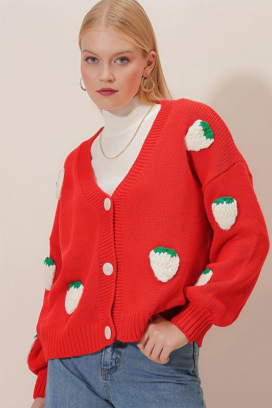 Strawberry Motif Knitwear CARDIGAN