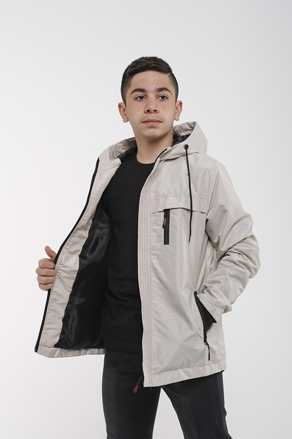 Boy's Hooded, Lined, Seasonal Coat with Pockets