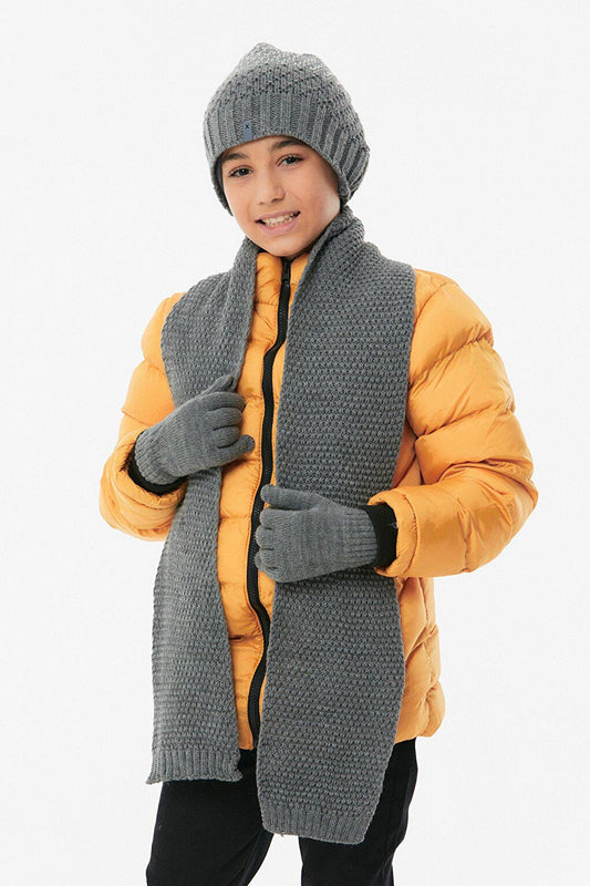 Basic Boy's Scarf, Beret and Gloves Set