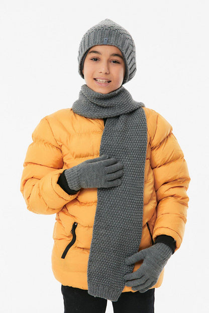 Basic Boy's Scarf, Beret and Gloves Set