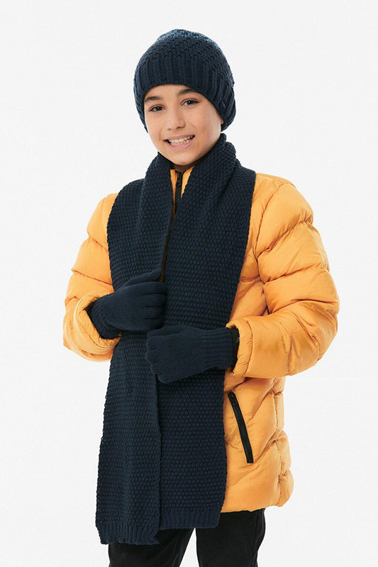 Basic Boy's Scarf, Beret and Gloves Set