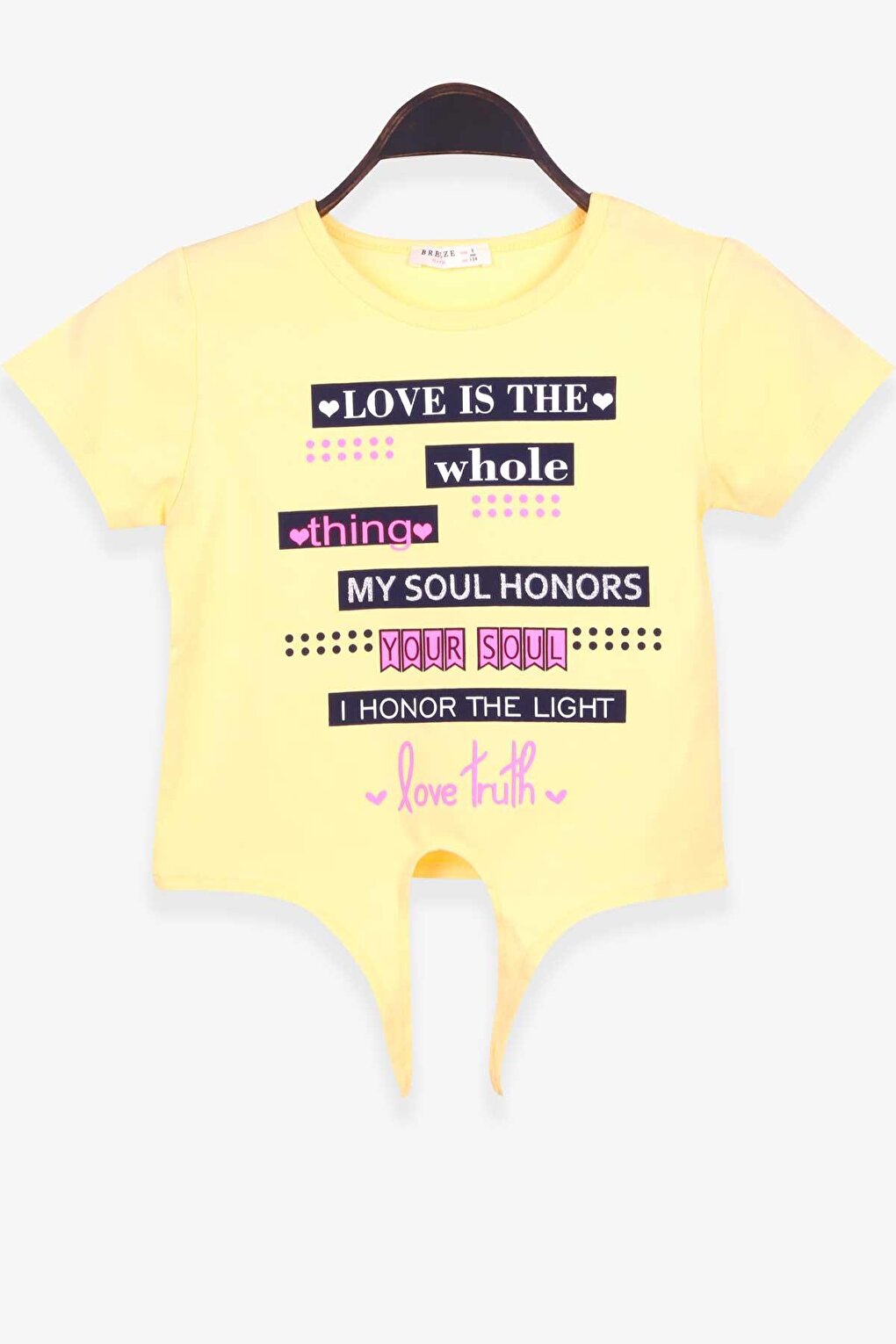 Girl's T-Shirt Text Printed Yellow (Age 9-14)