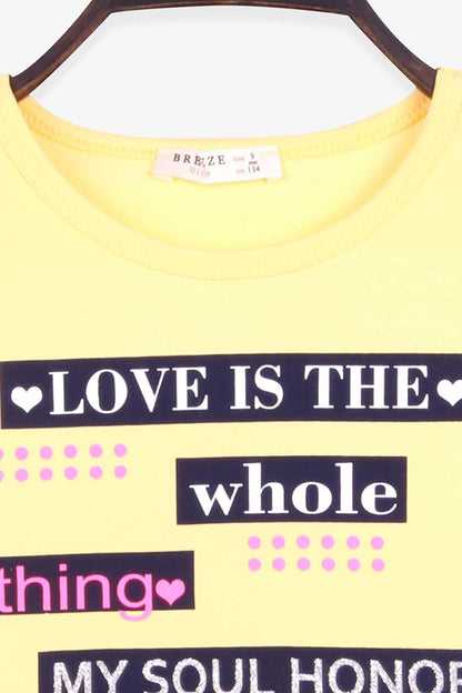 Girl's T-Shirt Text Printed Yellow (Age 9-14)