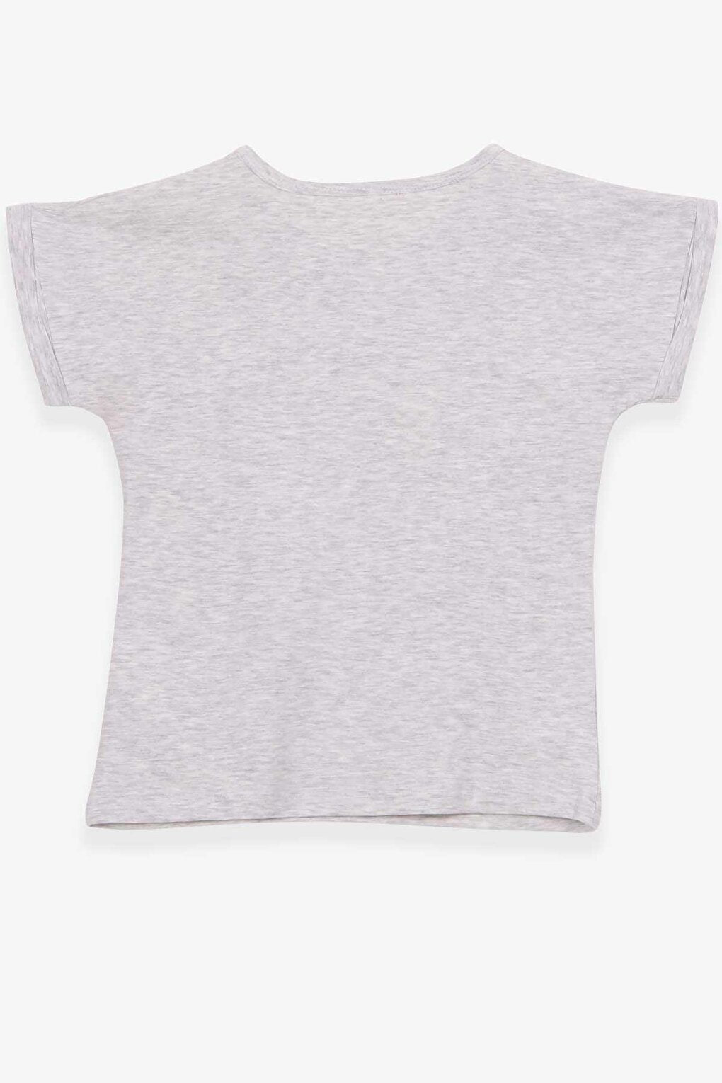 Girl's T-Shirt Girl Printed Light Gray Melange (Age 8-12)