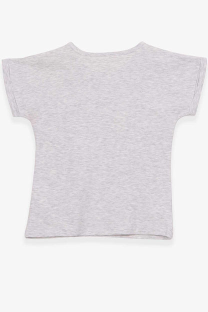 Girl's T-Shirt Girl Printed Light Gray Melange (Age 8-12)