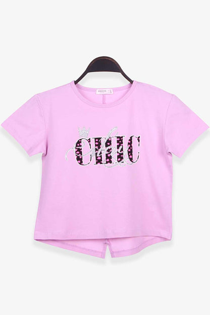 Girl's T-Shirt Text Printed Purple (Age 8-14)