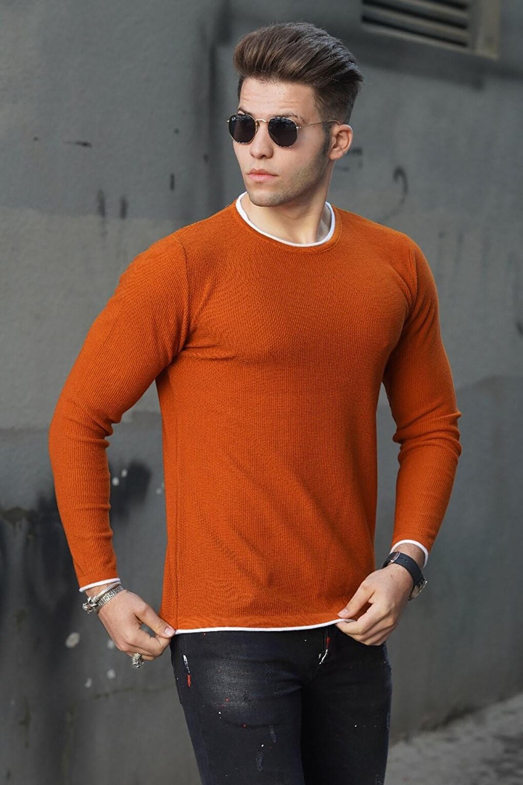 Camel Crew Neck Men's Knitwear Sweater 4637