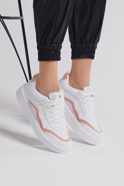 Women's White Powder Eva Nylon Sole Side Stripe Sneaker