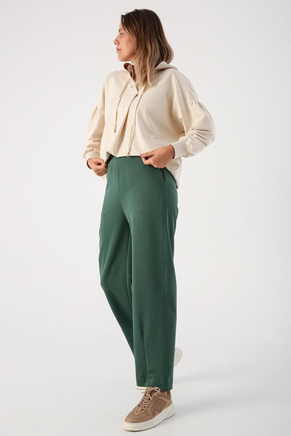 Green Trousers with Darted Legs