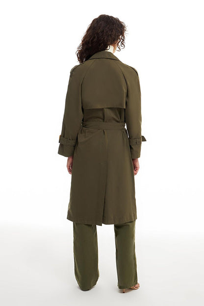 Belted Epaulette Trench Coat Khaki