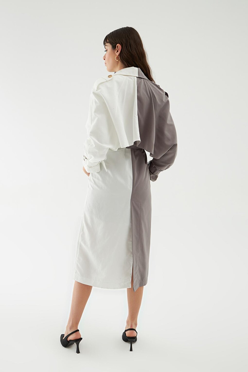 Double Color Trench Coat White