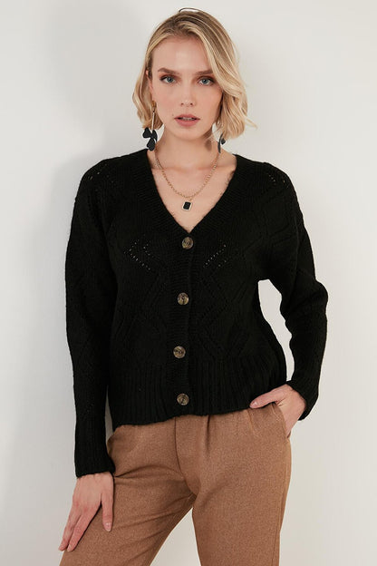 Cotton Buttoned V-Neck Knitted Cardigan 6321010