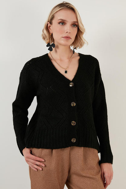 Cotton Buttoned V-Neck Knitted Cardigan 6321010