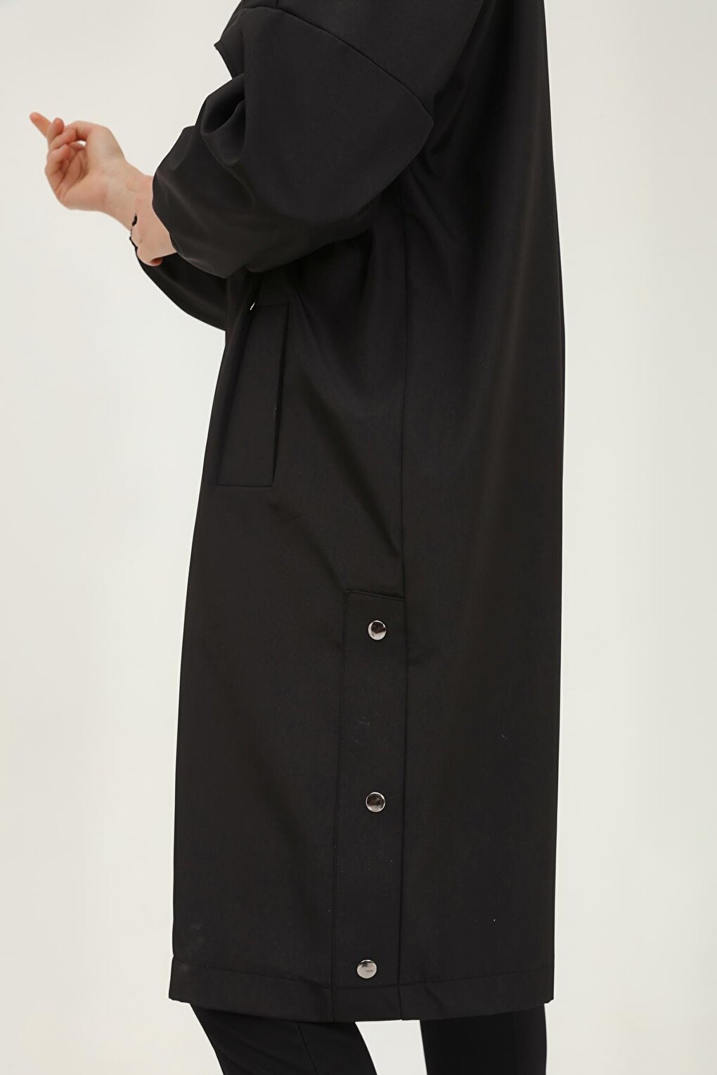 Oversize Hooded Trench Coat Black