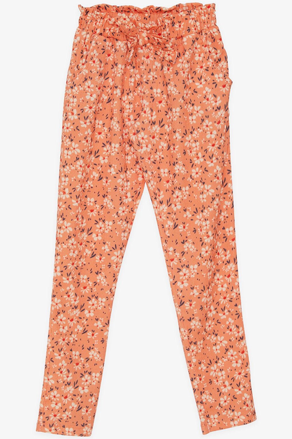 Girl's Leggings Trousers Bow Floral Orange (6-12 Years)