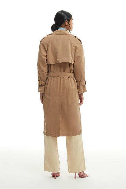 Belted Epaulette Trench Coat Beige