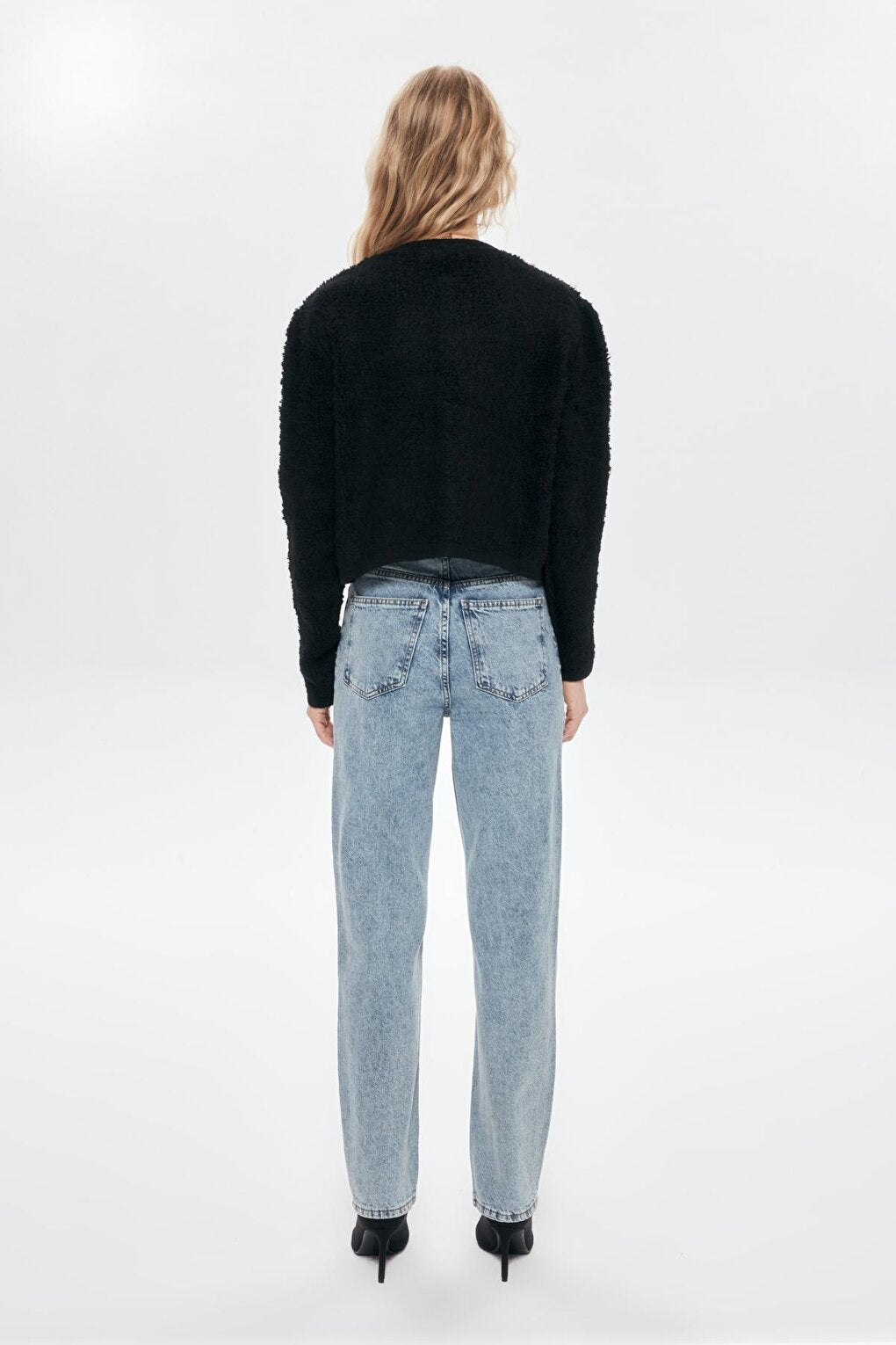 High Waist Straight Cut Jean Trousers Blue