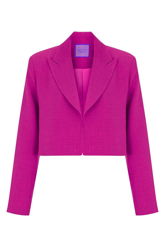 Cyclamen Color Linen Look Crop Jacket