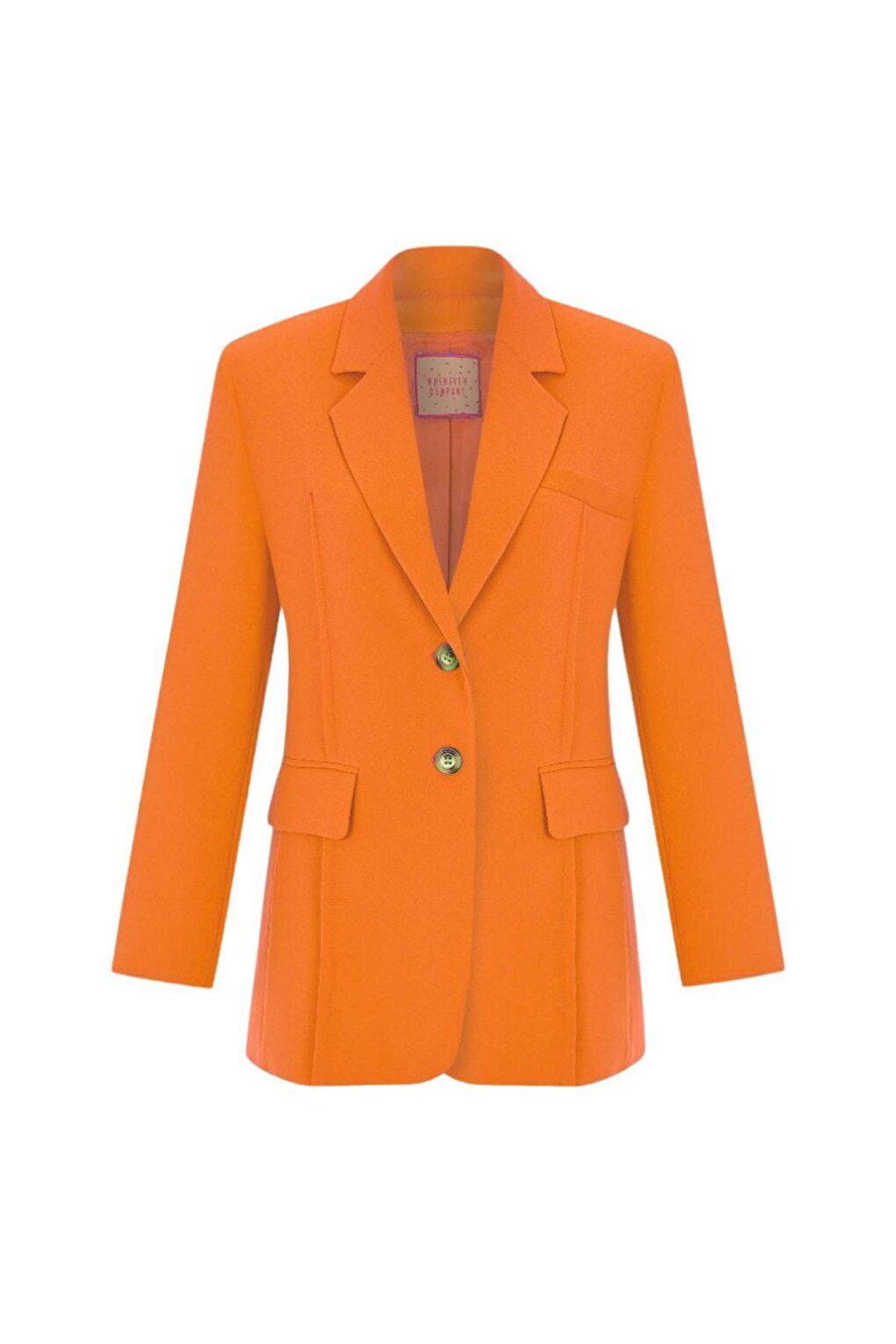 Orange Oversized Padded Inside Lined Crepe Double Buttoned Premium Jacket with Pockets