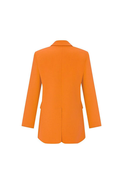 Orange Oversized Padded Inside Lined Crepe Double Buttoned Premium Jacket with Pockets