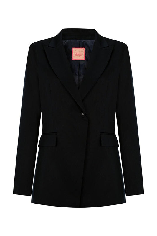 Black Padded, Lined Crepe Premium Jacket