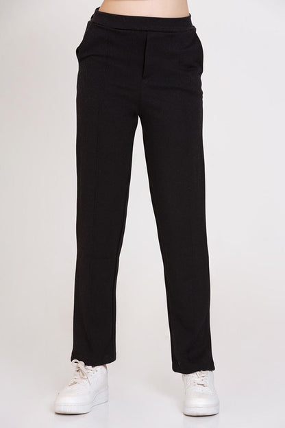 Girl's Black Steel Knitted Trousers Age 4-12 - 23169-2