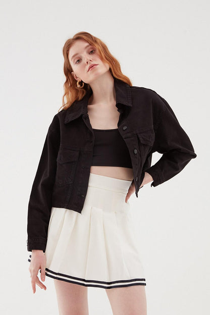 Crop Jean Jacket Black