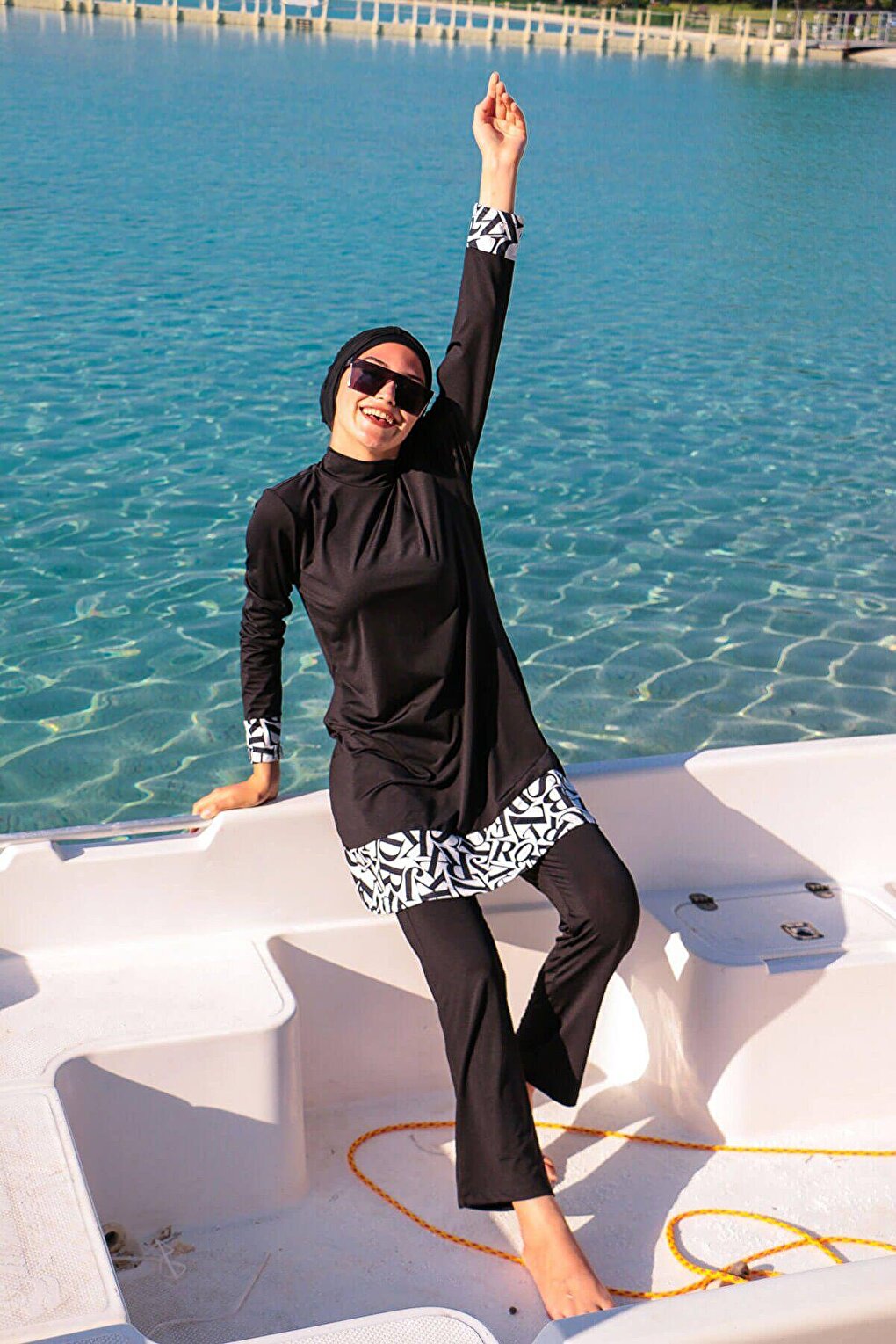 Lettered Fully Covered Hijab Swimsuit 1977